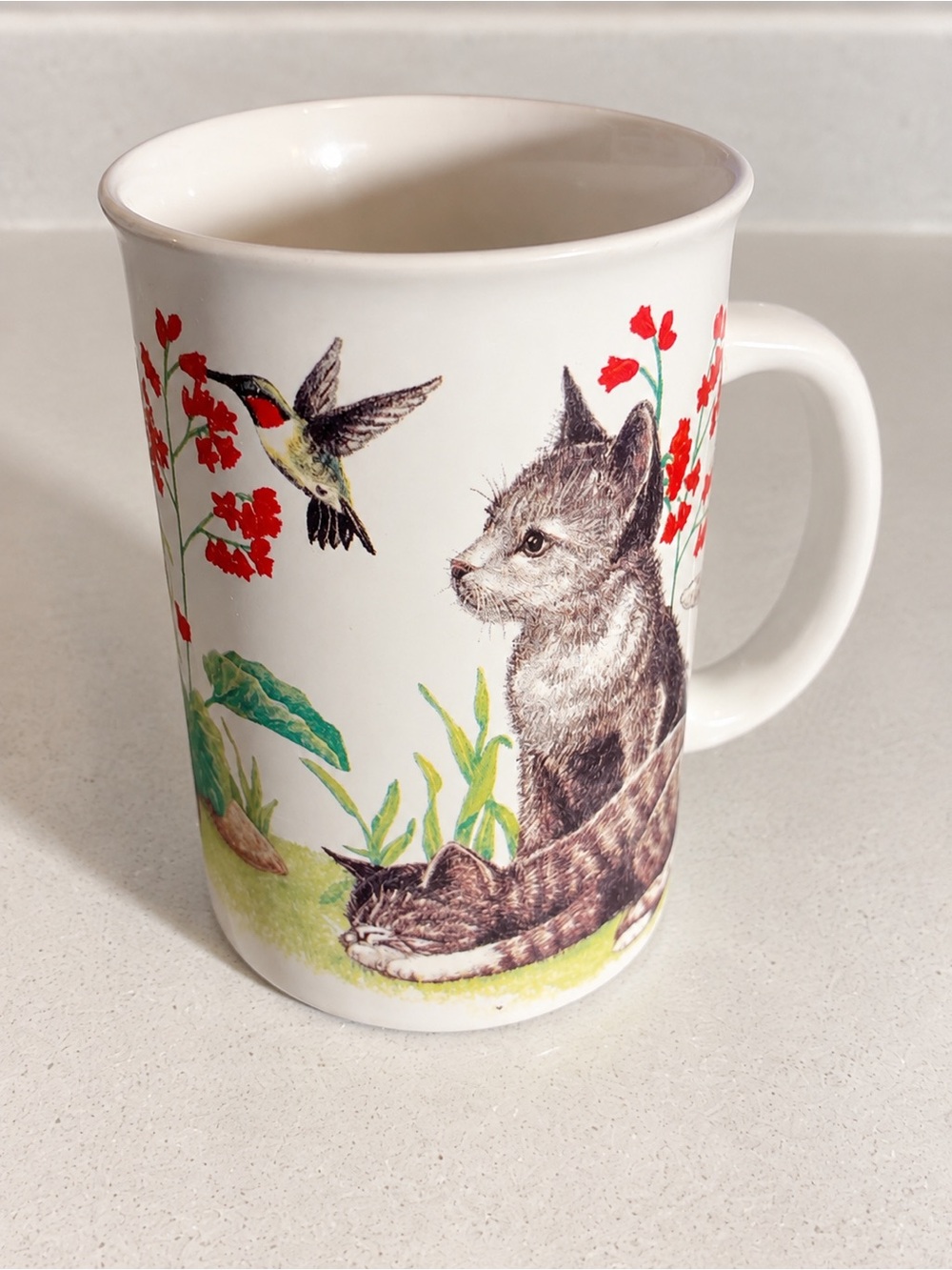 Vintage Otagiri Advantage Collection Cat Kitten Hummingbird Mug Korea